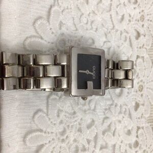 Gucci Metallic Silver Watch with Black Dial